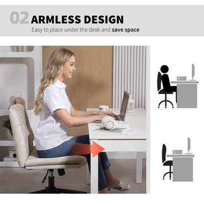 HOMCOM Criss Cross Chair with Wheels, No Arms - Beige 