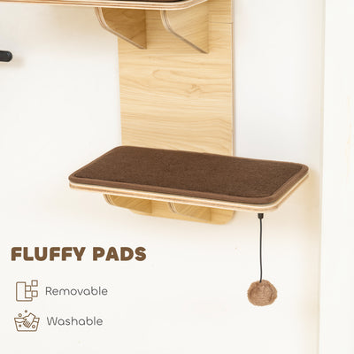 PawHut 4-Level Door Mounted Cat Tree with Washable Plush Mats, Toy Balls, Door Hanging Cat Shelf for Indoor Cats 