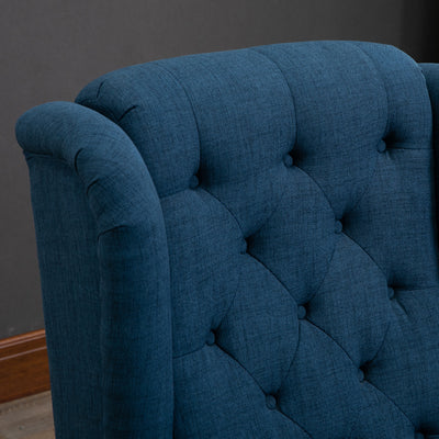 HOMCOM Wingback Accent Chair, Retro Upholstered Button Tufted Occasional Chair for Living Room and Bedroom, Blue 