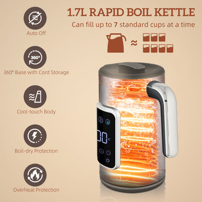 HOMCOM Touch Screen Kettle and Toaster Set - Black 