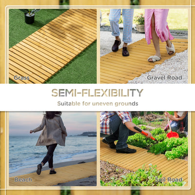 Outsunny Rollable Wooden Garden Pathway Weather-Resistant Walk Way for Wedding Party Pathways 185 x 60 cm 