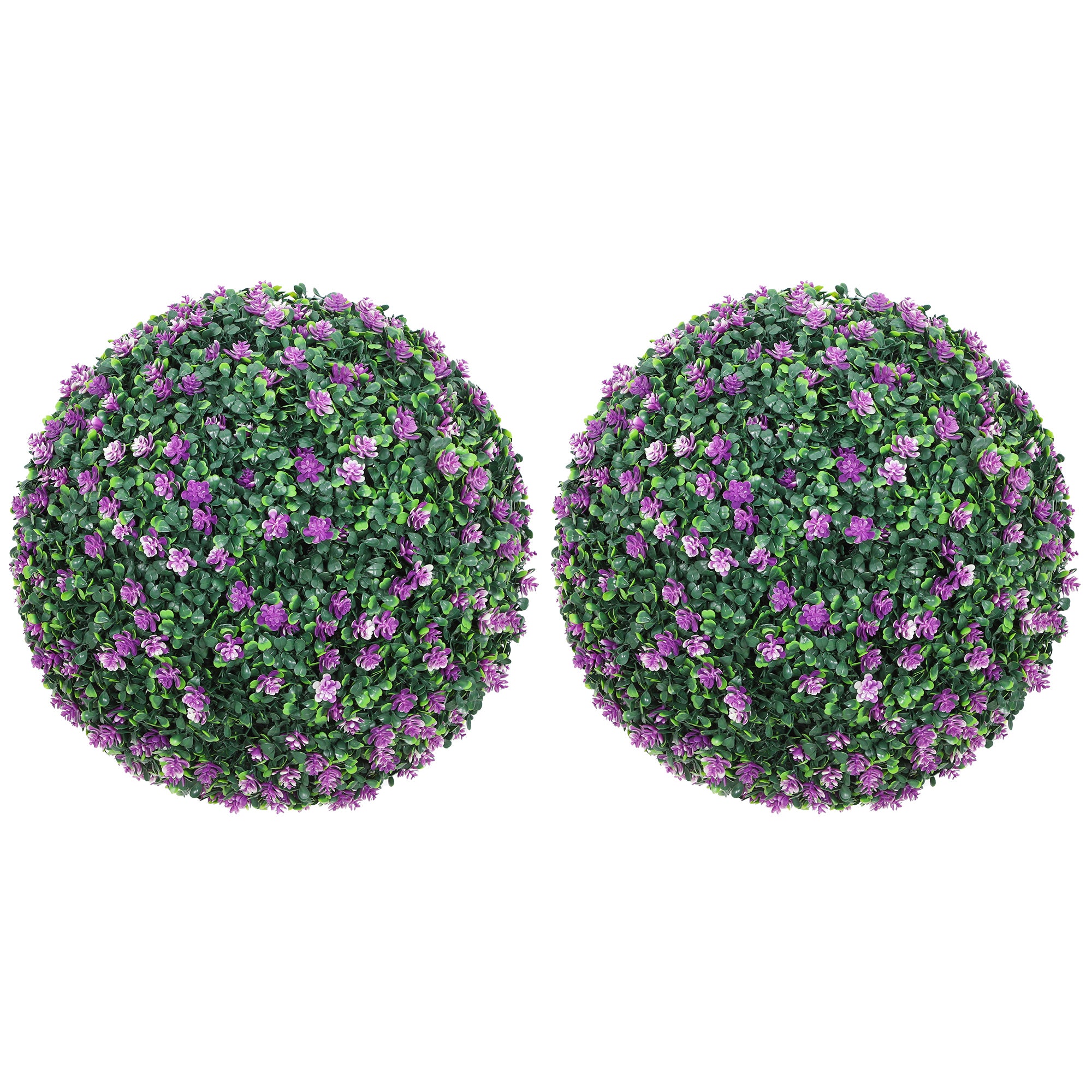 HOMCOM Set of Two Artificial Boxwood Balls Plants - Purple 