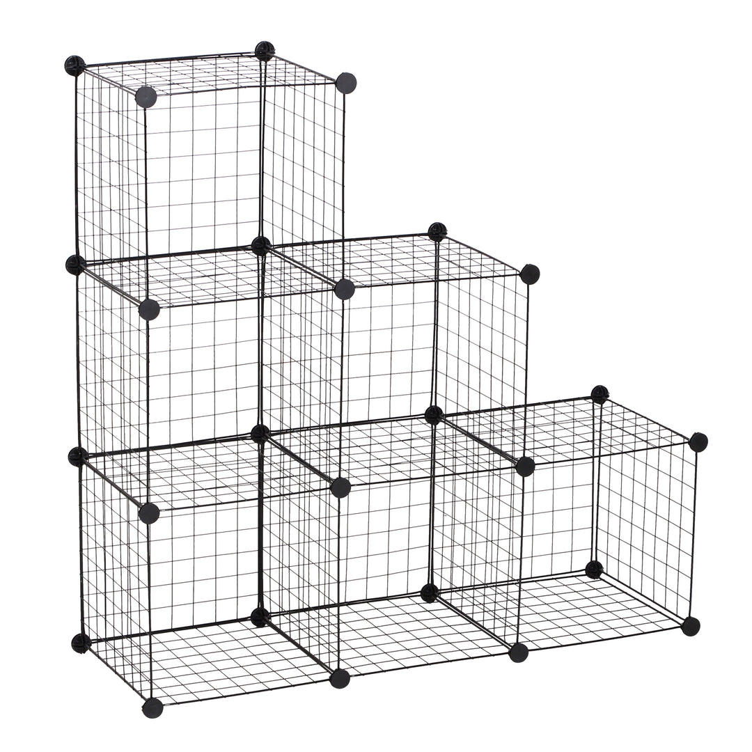 HOMCOM DIY 6 Cube Metal Wire Rack Interlocking Storage Cabinet Living Room Organiser Display Shelves Black 