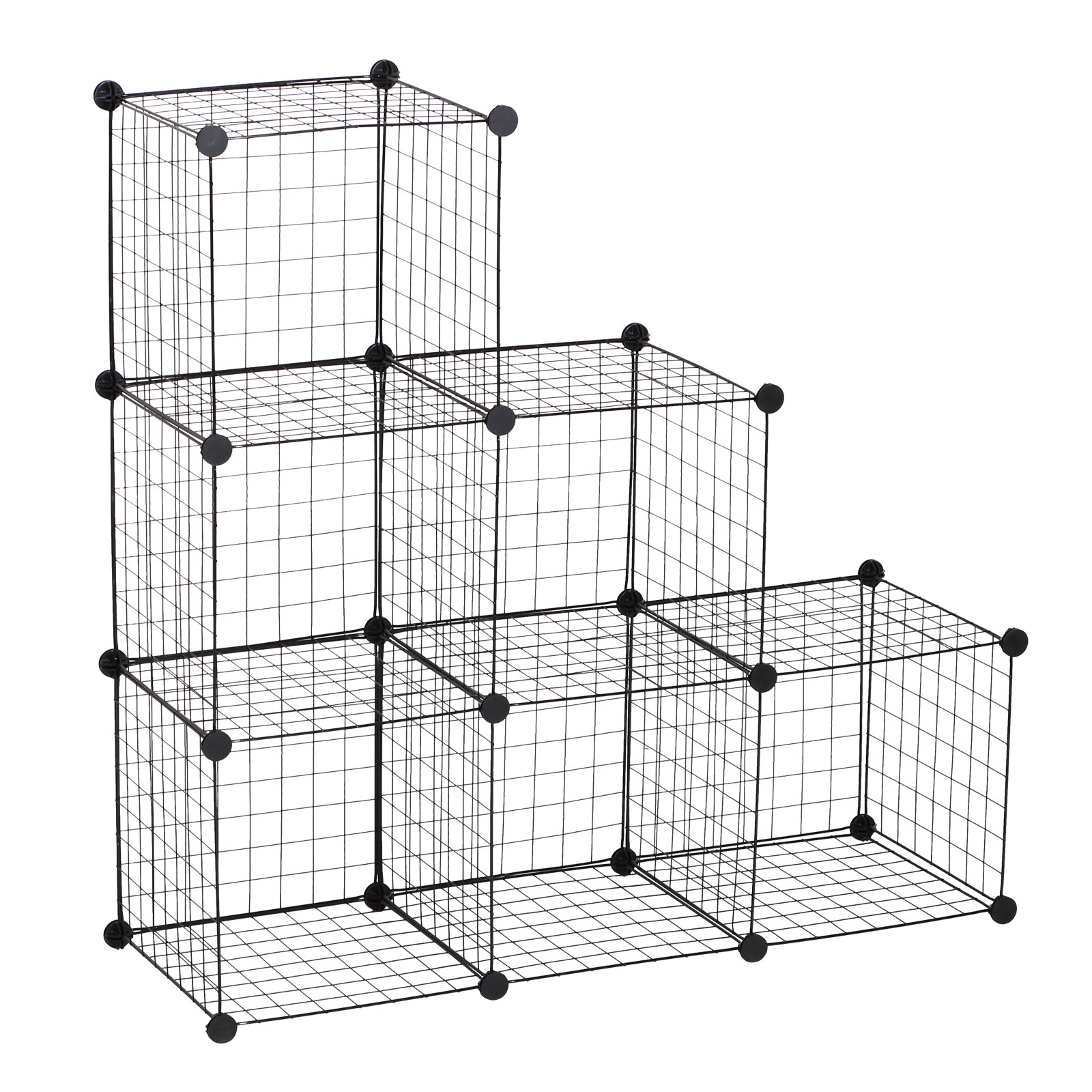 HOMCOM DIY 6 Cube Metal Wire Rack Interlocking Storage Cabinet Living Room Organiser Display Shelves Black 