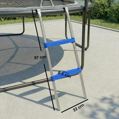 SPORTNOW Trampoline Ladder, 2-Steps with Horizontal Wide Steps, Universal Hook, Galvanised Steel Frame, 150kg Load Capacity 