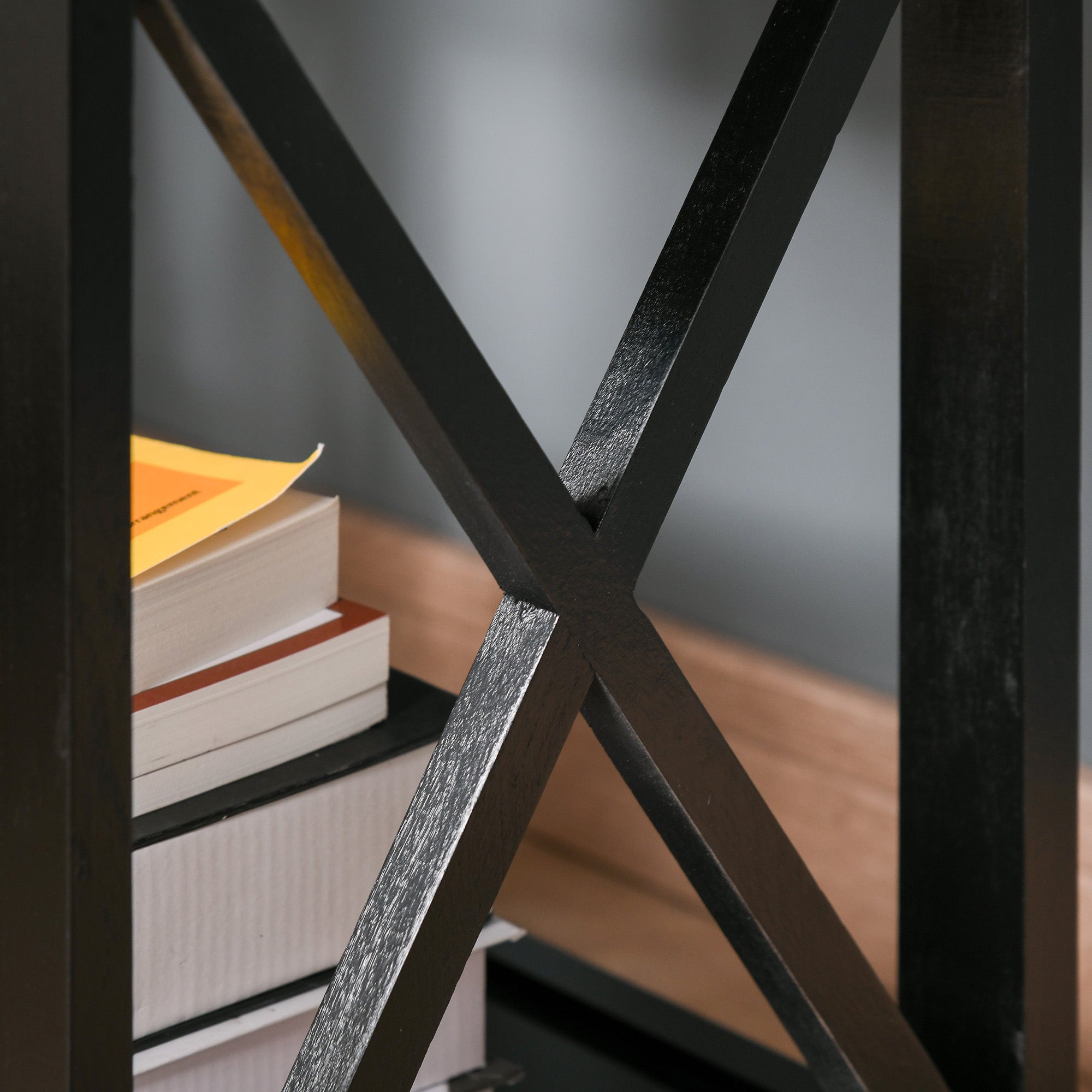 HOMCOM End Table, Sofa Side Table with Drawer X Bar Bottom Storage Shelf, Nightstand Bedside Table for Bedroom or Living Room Black 