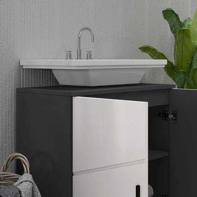 kleankin Under Sink Bathroom Cabinet, Bathroom Vanity Unit, Basin Storage Cupboard with Double Doors and Shelf, 10W x 20Dcm "U" Cut-Out, Light Grey 