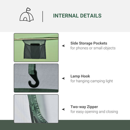 Outsunny 4-5 Person Pop-up Camping Tent Family Tent w/ 2 Mesh Windows & PVC Windows Portable Carry Bag for Outdoor Trip, Dark Green 