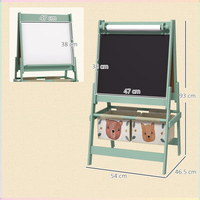 AIYAPLAY Three-In-One Kids Easel with Paper Roll, Art Easel, with Storage - Green 