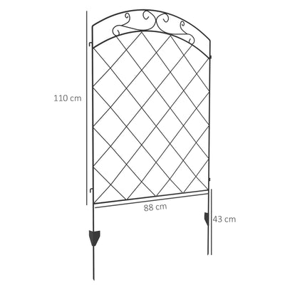 Outsunny Decorative Garden Fencing, 43in x 11.4ft Outdoor Picket Fence Panels, 8PCs Rustproof Steel Wire Landscape Flower Bed Border Edging Animal Barrier, Swirls 