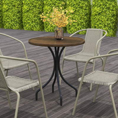 Outsunny Φ66cm Galvanised Steel Garden Table - Brown 