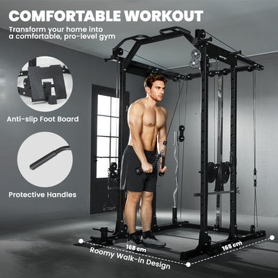 SPORTNOW Lat Pull-Down Home Gym Machine with Cable Crossover for Home Strength Training, Black 