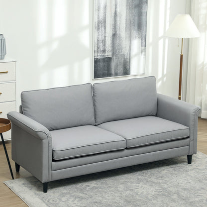 HOMCOM 3 Seater Sofa, Modern Fabric Sofa Couch with Spring Cushion, Rubber Wood Legs, 191cm Upholstered Settee for Living Room, Bedroom, Home Office, Guest Room, Grey 