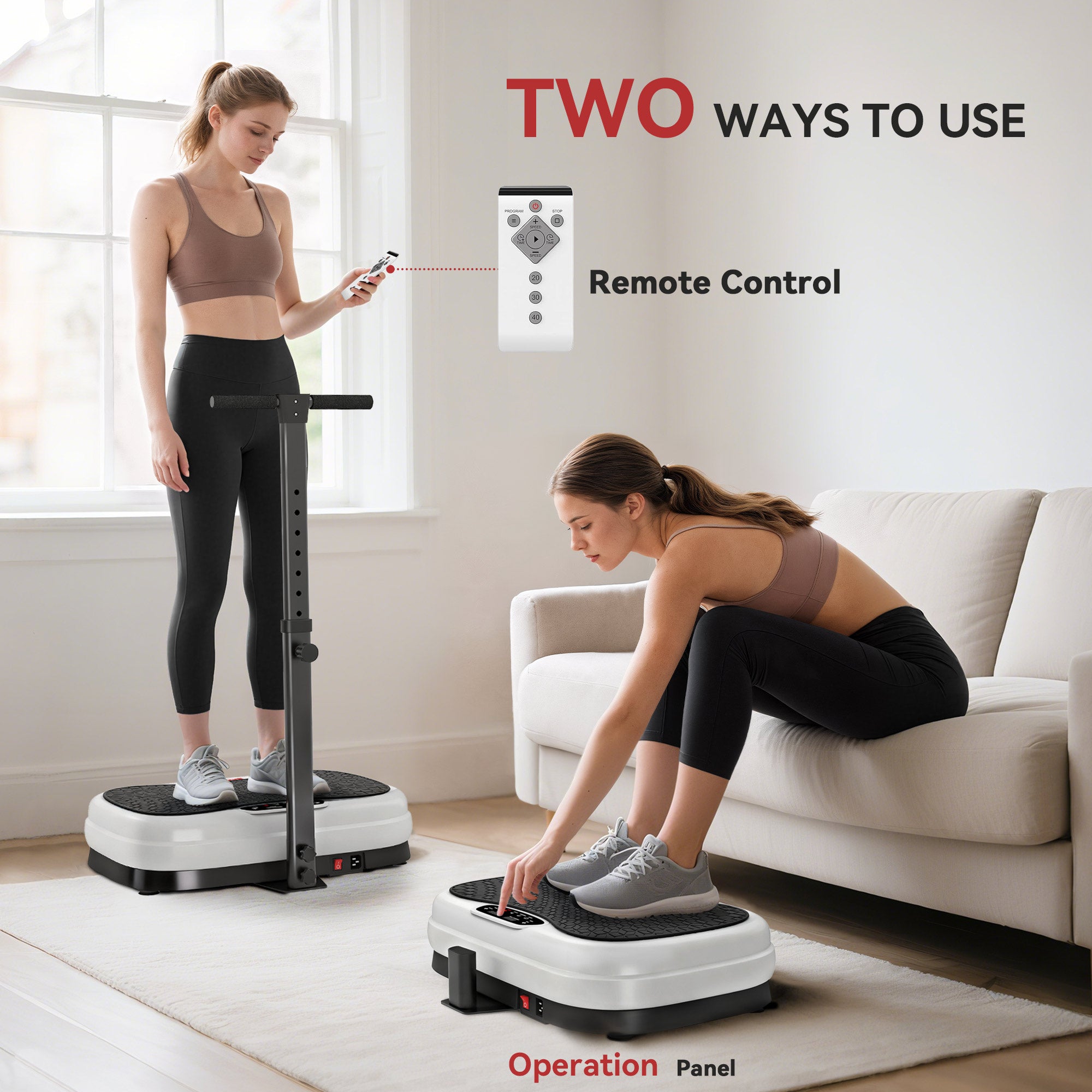SPORTNOW Vibration Plate, with Adjustable/Removable Handle, Preset Modes, 50 Speeds 