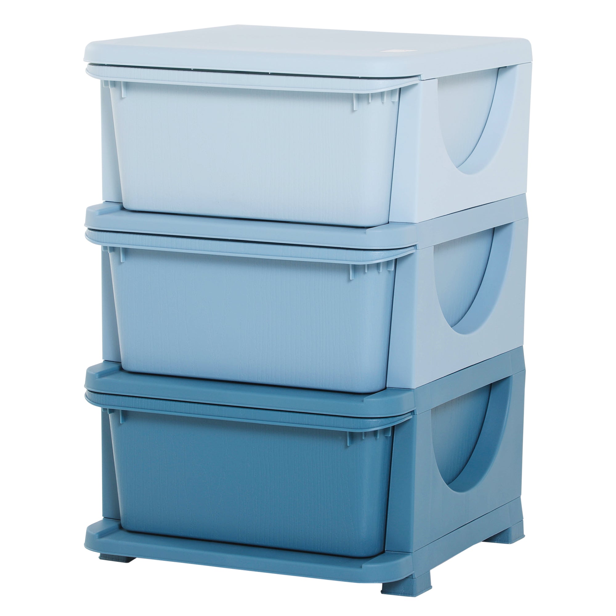 HOMCOM Kids Storage Units with 3 Drawers 3 Tier Chest Vertical Dresser Tower Toy Organizer for Nursery Playroom Kindergarten Blue 