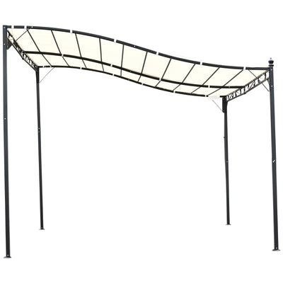 Outsunny 3x3 m Wall Mounted Garden Porch-Black/Cream White 