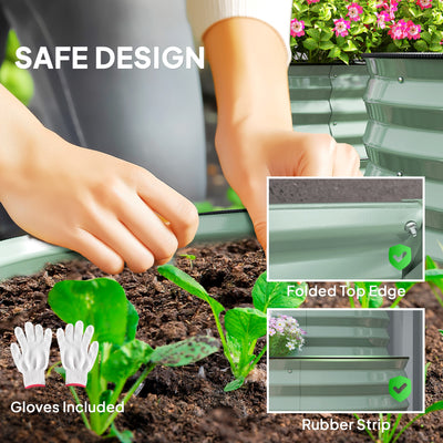 Outsunny Two-Tier Galvanised Steel Garden Planter - Light Green 