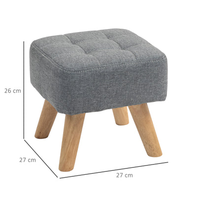 HOMCOM Linen-Look Square Padded Footstool - Grey 