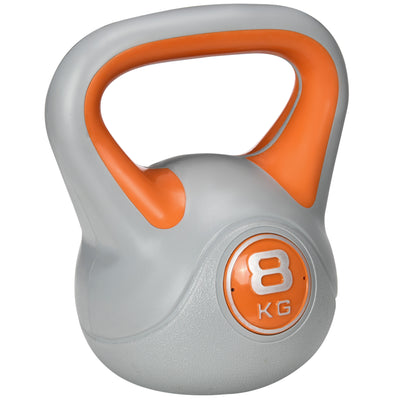 SPORTNOW Kettlebell, 8kg Kettle Bells with Handle for Home Gym Weight Lifting and Strength Training, Orange and Grey 
