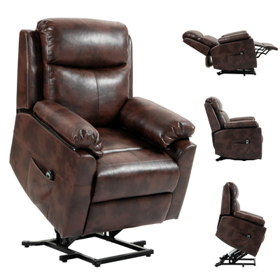 HOMCOM Faux Leather 70\'c2\'b0 Electric Riser Recliner Chair, Dark Brown 