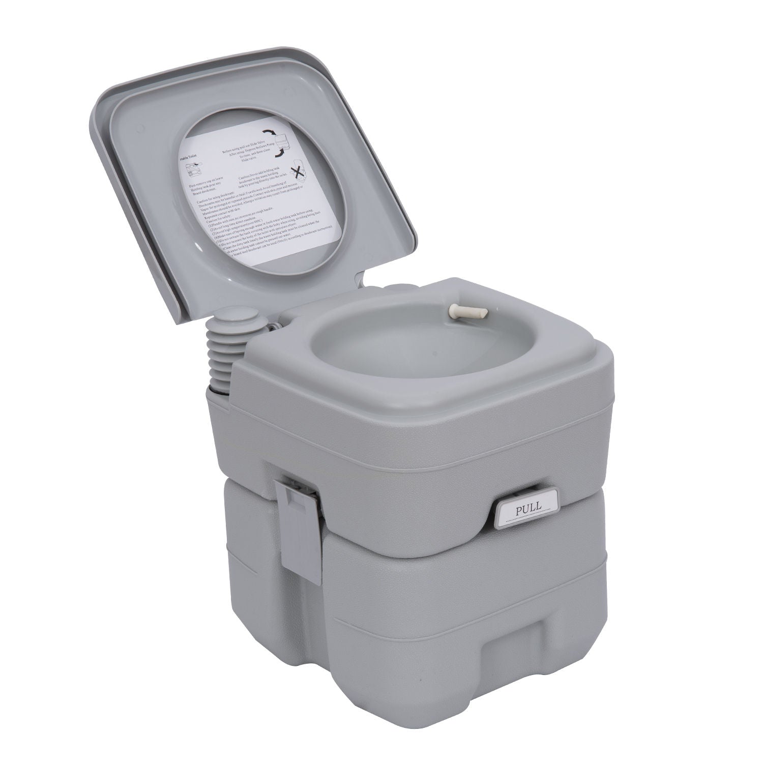 Outsunny 20L Portable Travel Mobile Toilet Outdoor Camping Handle WC with 2 Detachable Tanks & Push-button Operation, Grey 