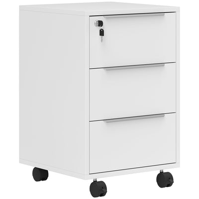 HOMCOM Three-Drawer Locking Filing Cabinet - White 