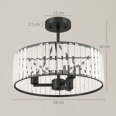 HOMCOM Crystal Ceiling Light, Semi Flush Mount Modern Crystal Chandelier Ceiling Light, E14 Base 3-Lights, Bulbs Not Included 