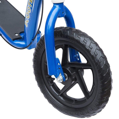 HOMCOM Kids Scooter Kick Scooter with 12" EVA Tyres, Rear Brake, Big Wheels Scooter for 5-12 Years Old, Blue 