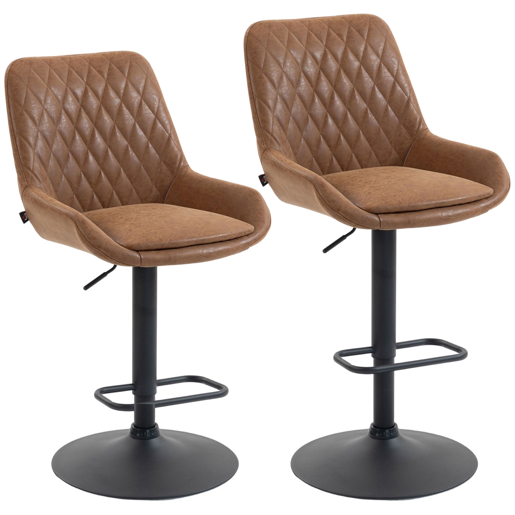 HOMCOM Set of Two Faux Leather Retro Bar Stools - Orange 