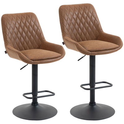 HOMCOM Set of Two Faux Leather Retro Bar Stools - Orange 