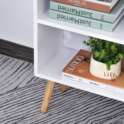 HOMCOM Bookcase, Freestanding Book Shelf with Storage Drawer, 6 Shelves and Wood Legs for Home Office Display, White and Grey, 24D x 60W x 86.8H cm 