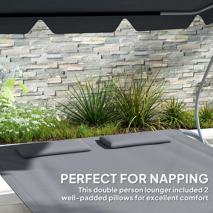 Outsunny Double Outdoor Bed, with Canopy - Light Grey 