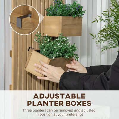 Outsunny Set of 2 Wall-mounted Wooden Garden Planters with Trellis, Drainage Holes and Movable Planter Boxes, Wall Raised Garden Bed for Patio, Carbonised 