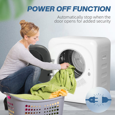 HOMCOM 4kg Vented Tumble Dryer with Deodorize, Smart Mode, 800W Compact Tumble Dryer with Stainless Steel Tub, Front Load, for Flat, Home, RVs, White 