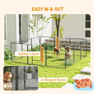 PawHut 12 Panels Heavy Duty Puppy Playpen, for Small Dogs, Indoor and Outdoor Use - Silver 