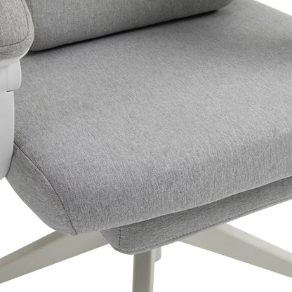 Vinsetto Office Chair, Ergonomic Desk Chair, High Back Fabric Work Chair with 160\'c2\'b0 Reclining Backrest, Retractable Footrest, Neck and Lumbar Pillow for Home and Study, Grey