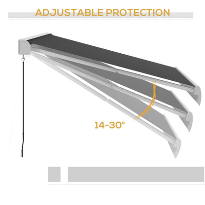 Outsunny 4 x 3(m) Electric Retractable Awning with Remote Controller, Aluminium Frame Sun Canopies for Patio Door Window 