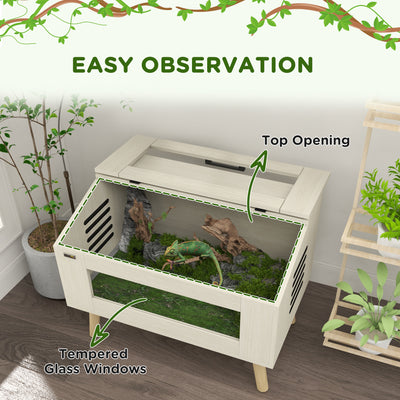 PawHut 111L Vivarium for Snakes, Lizards, Horned Frogs, Chameleons, Hamsters, Gerbils with Tempered Glass Windows 