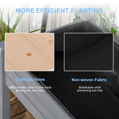 Outsunny Raised Bed for Garden, Wooden Elevated Planter Box with Bed Liner, for Flower Vegetable Herb, Dark Grey 