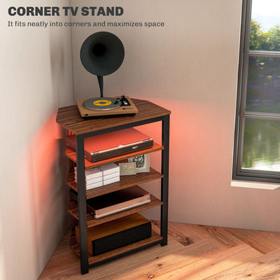 HOMCOM 4-Tier Corner TV Stand with Storage, LED Lights, Cable Management, Small TV Unit Entertainment Centre for TVs up to 29", for Living Room, Bedroom 
