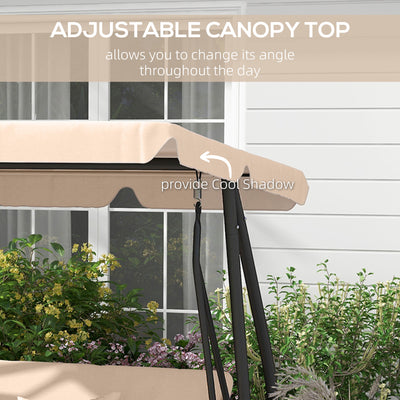 Outsunny Three-Person garden Swing Chair, with Adjustable Canopy - Light Brown 