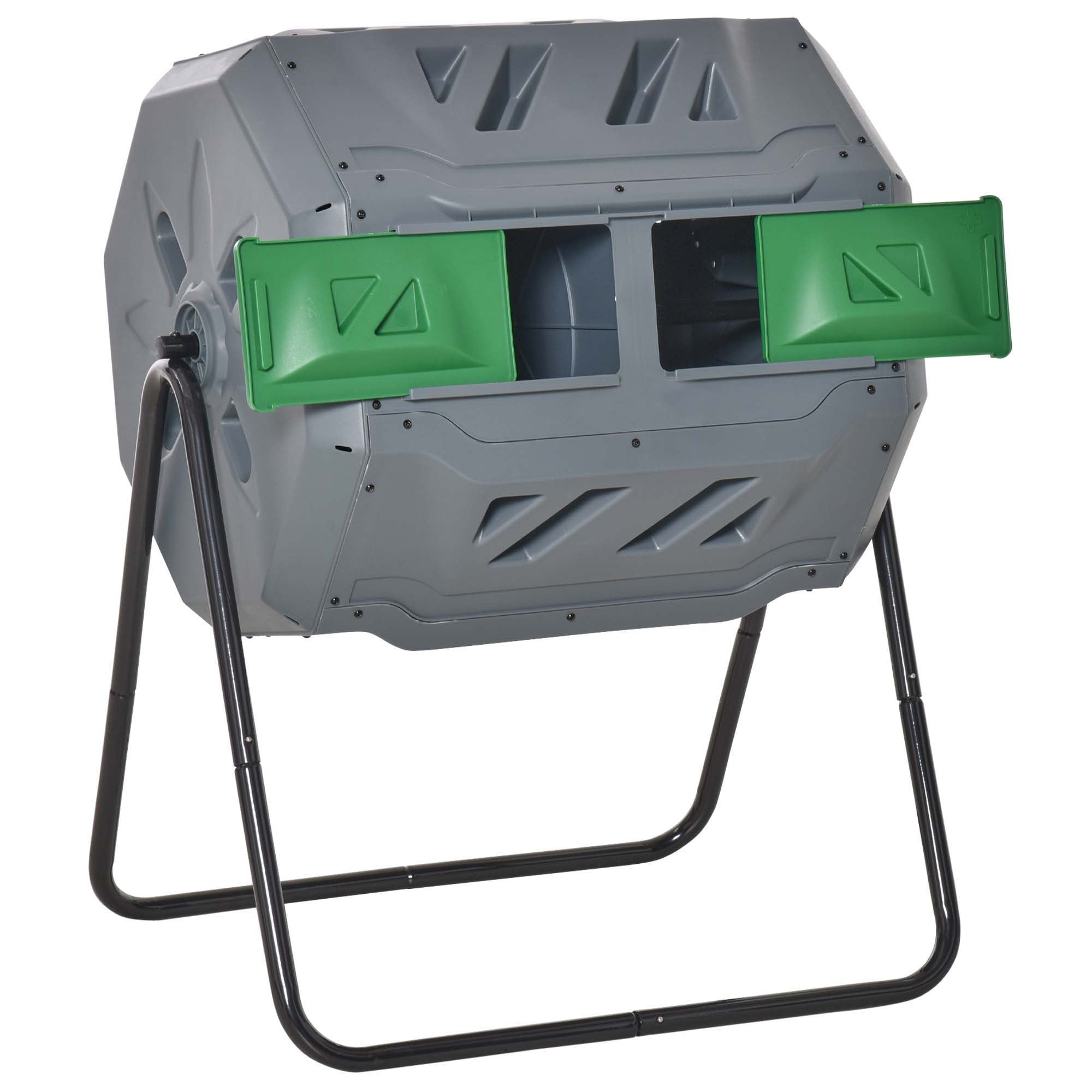 Outsunny 160L 360° Rotating Dual Chamber Composter - Grey 