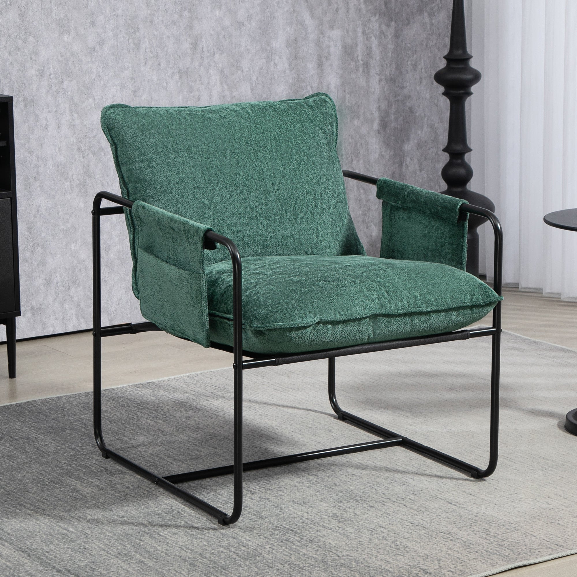 HOMCOM Minimal Padded Accent Chair, with Pockets - Green 
