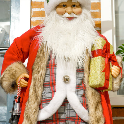 HOMCOM 4'6" Animated Santa Claus Figure, with Sound - Red 