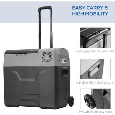HOMCOM Car Refrigerator, Portable 12/24V 50 Litre Compressor Fridge Freezer, Electric Cooler Box for Camping, Travel, Picnic, Down to -20\'e2\'84\'83 