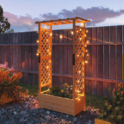 Outsunny Fir Wood 110 x 44 cm Planter and Trellis Garden Bed 