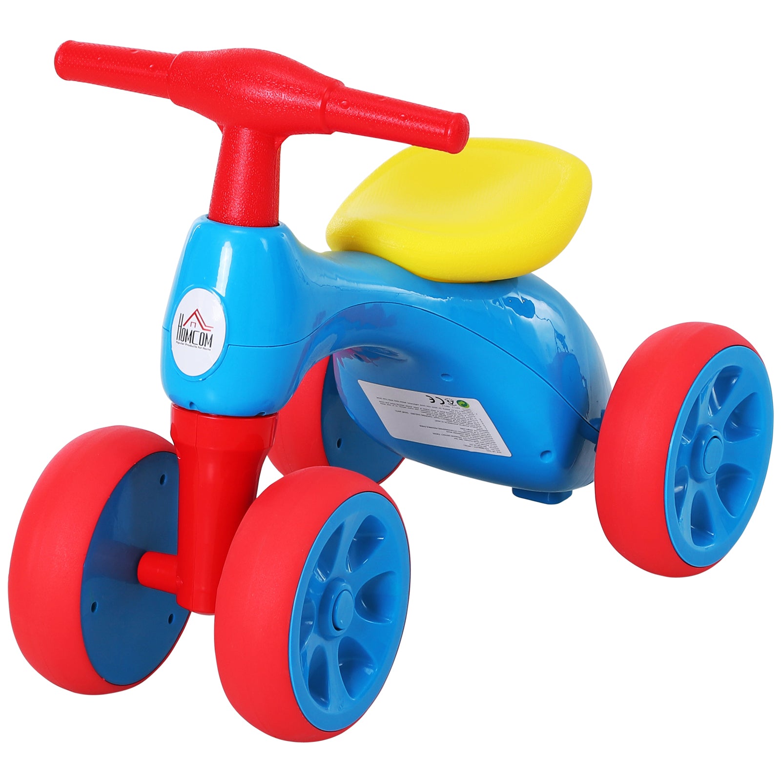 HOMCOM Baby Balance Bike Toddler Training Walker Smooth Rubber Wheels Ride on Toy Storage Bin Gift for Boys Girls Blue Red 