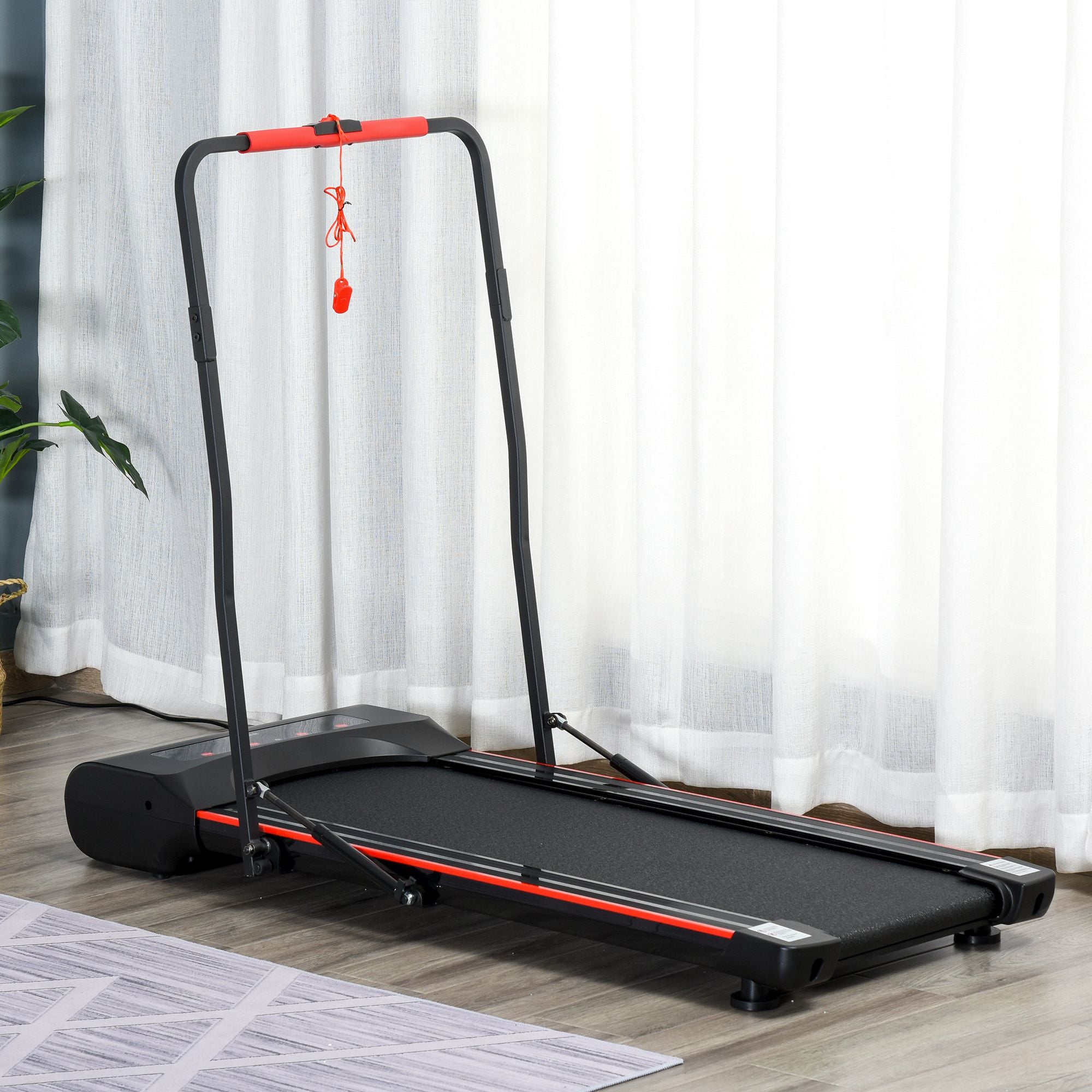 HOMCOM Foldable Walking Machine Treadmill 1-6km/h with LED Display & Remote Control Exercise Fitness for Home Office 