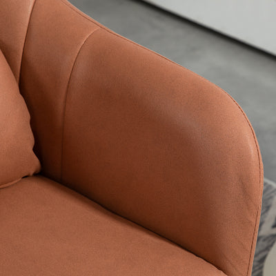 HOMCOM Swivel Microfibre Accent Chair for Living Room Contemporary Vanity Armchair with Adjustable Height Thick Cushion Lumbar Support Armrest for Bedroom Office Brown 