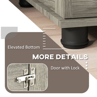 PawHut Indoor Dog Crate Furniture End Table with Soft Washable Cushion, Lockable Front Door, for Extra Large Dogs - Grey 